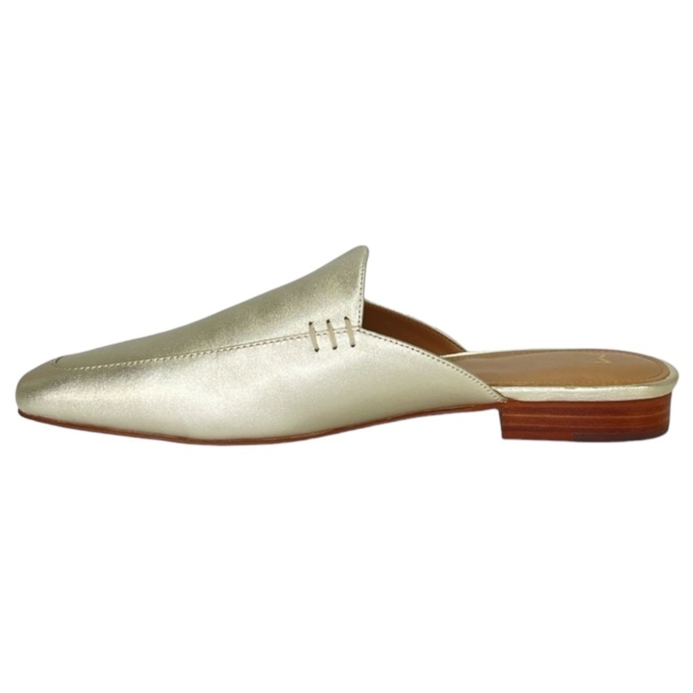 Marc Fisher LTD Pam Gold Leather Metallic Leather Womens Flat Mules Size 6M - Picture 4 of 16